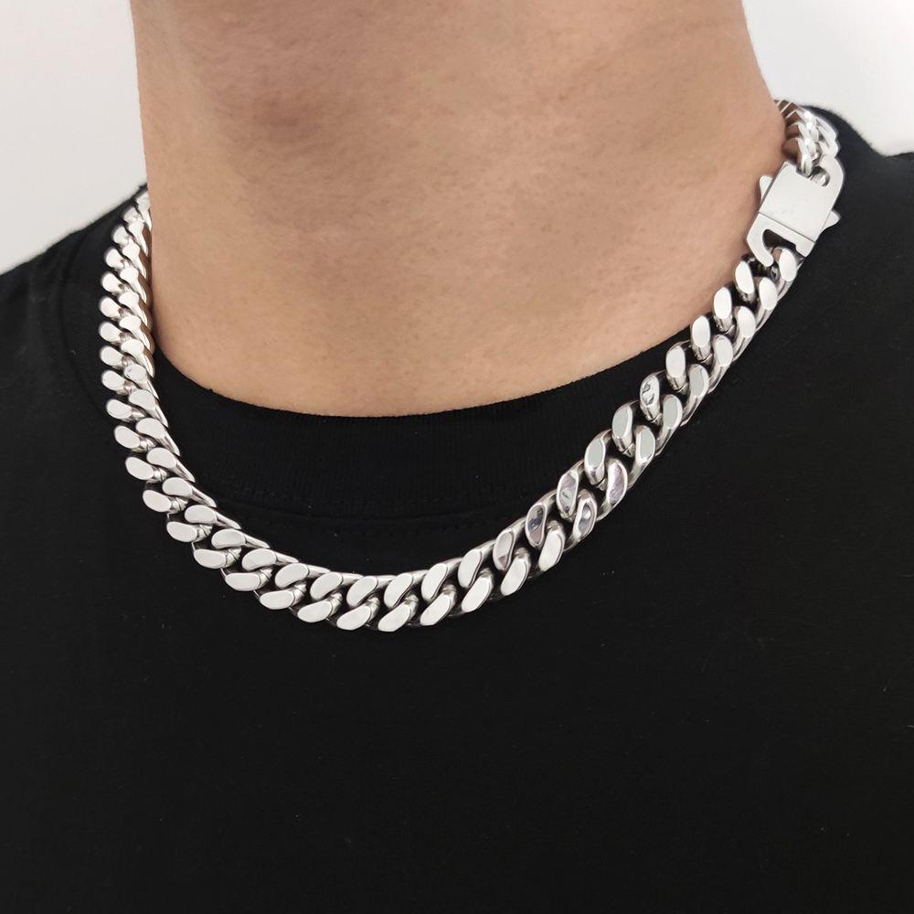 Men's Titanium Steel Quad-Grind Cuban Chain Necklace - D490