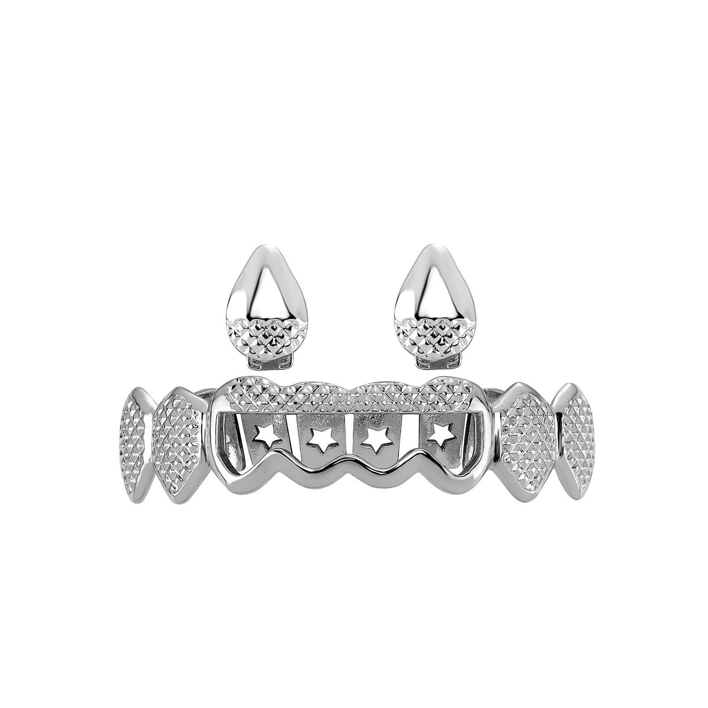 Men's Hollow Fangs Grillz Concave and Convex Grid Hip-Hop Grillz – Fashion Accessories Grills - D689