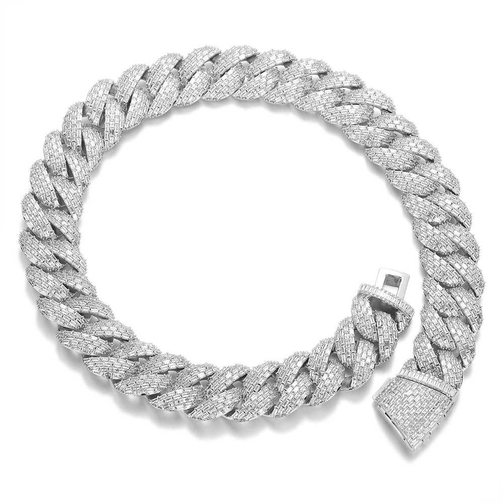 Luxury Hip-Hop 24mm T-Zircon Bubble Cuban Chain Necklace for Men - Full CZ-Studded Bracelet - Y52