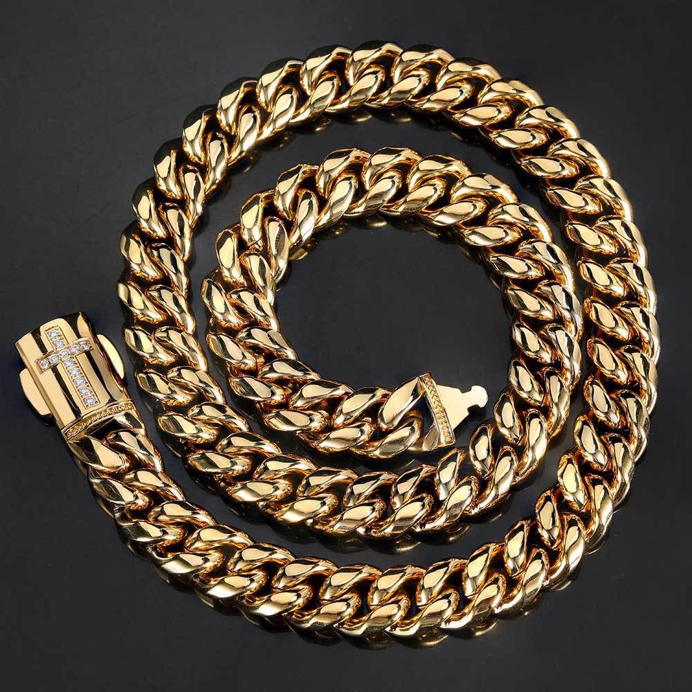 12mm Unisex Stainless Steel Cuban Chain Length 16-30" Two Colors -D120