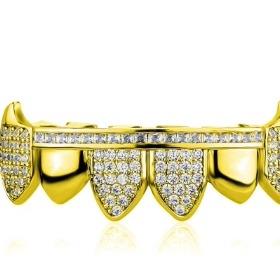 Zirconia Fang Teeth Grillz – Unisex, Perfect for Rappers, Hip-Hop, Street Style & Halloween Z02