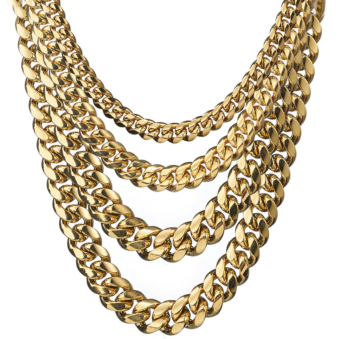 6-18MM Golden Cuban Link Chain with Dragon Head Clasp – Hip-Hop Style Titanium Steel Necklace for Men – Y52