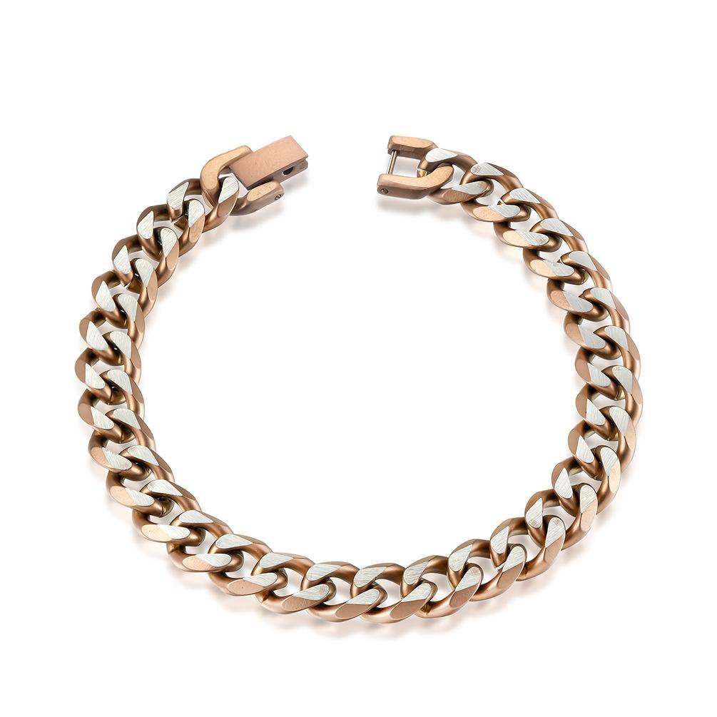 Unisex Cuban Chain Six-Sided Polished Bracelet - Hip-Hop Street Style Men's Titanium Steel Chain, 8.7 Inches W842