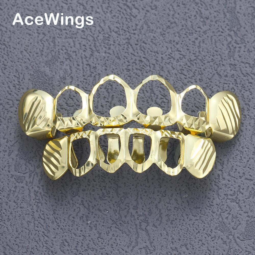 Men's hollow hip-hop copper grill, street rap super cool false teeth. X478.