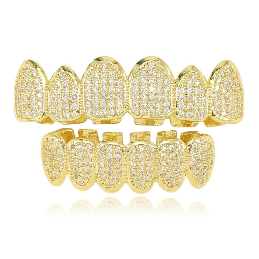 【ALL 4、6teeth  ZIRCON  GRILLZ IN HERE 02】Unisex Hiphop Accessories Grillz Cubic Zirconia Grills Comfortable
