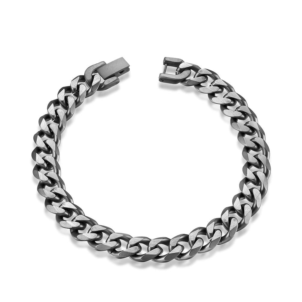 Unisex Cuban Chain Six-Sided Polished Bracelet - Hip-Hop Street Style Men's Titanium Steel Chain, 8.7 Inches  W842