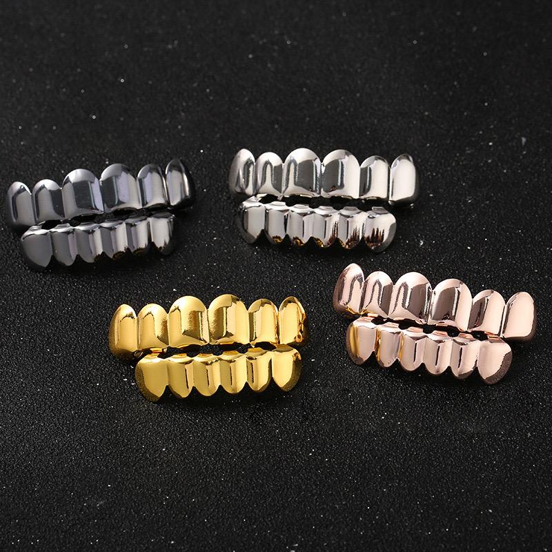Unisex Silver-Tone Hip Hop Removeable Teeth Grillz Set (Top & Bottom) D338