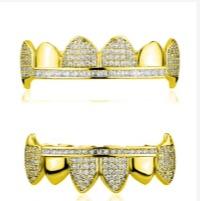 Zirconia Fang Teeth Grillz – Unisex, Perfect for Rappers, Hip-Hop, Street Style & Halloween Z02