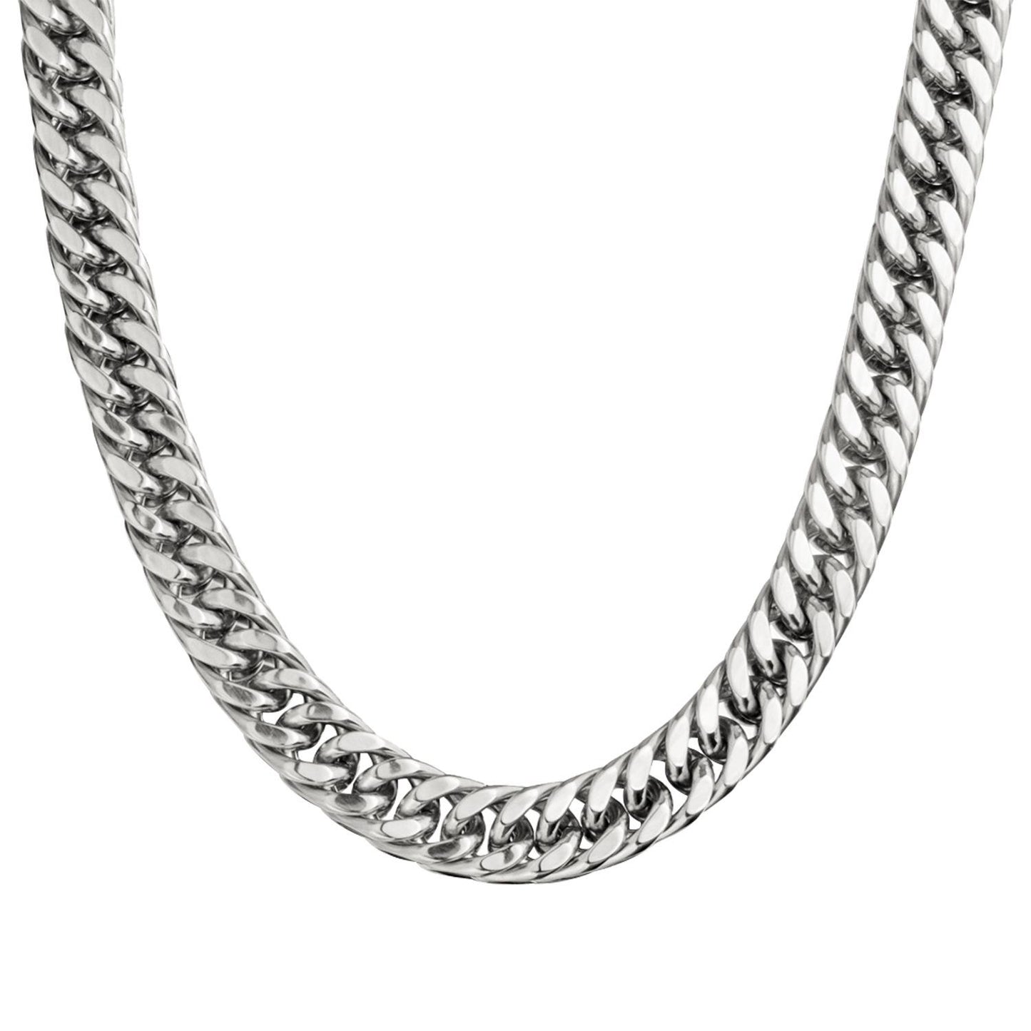 Stainless Steel Double Woven Cuban Chain Necklace – Trendy Men's Fashion ,H127