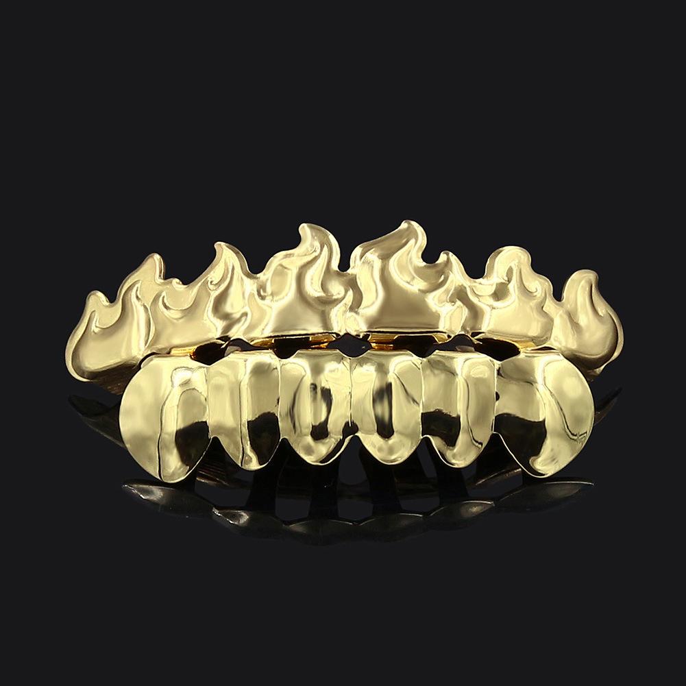 Unisex Halloween Costume Denture Set Copper Fangs Grillz Accessories Grillz - Q873