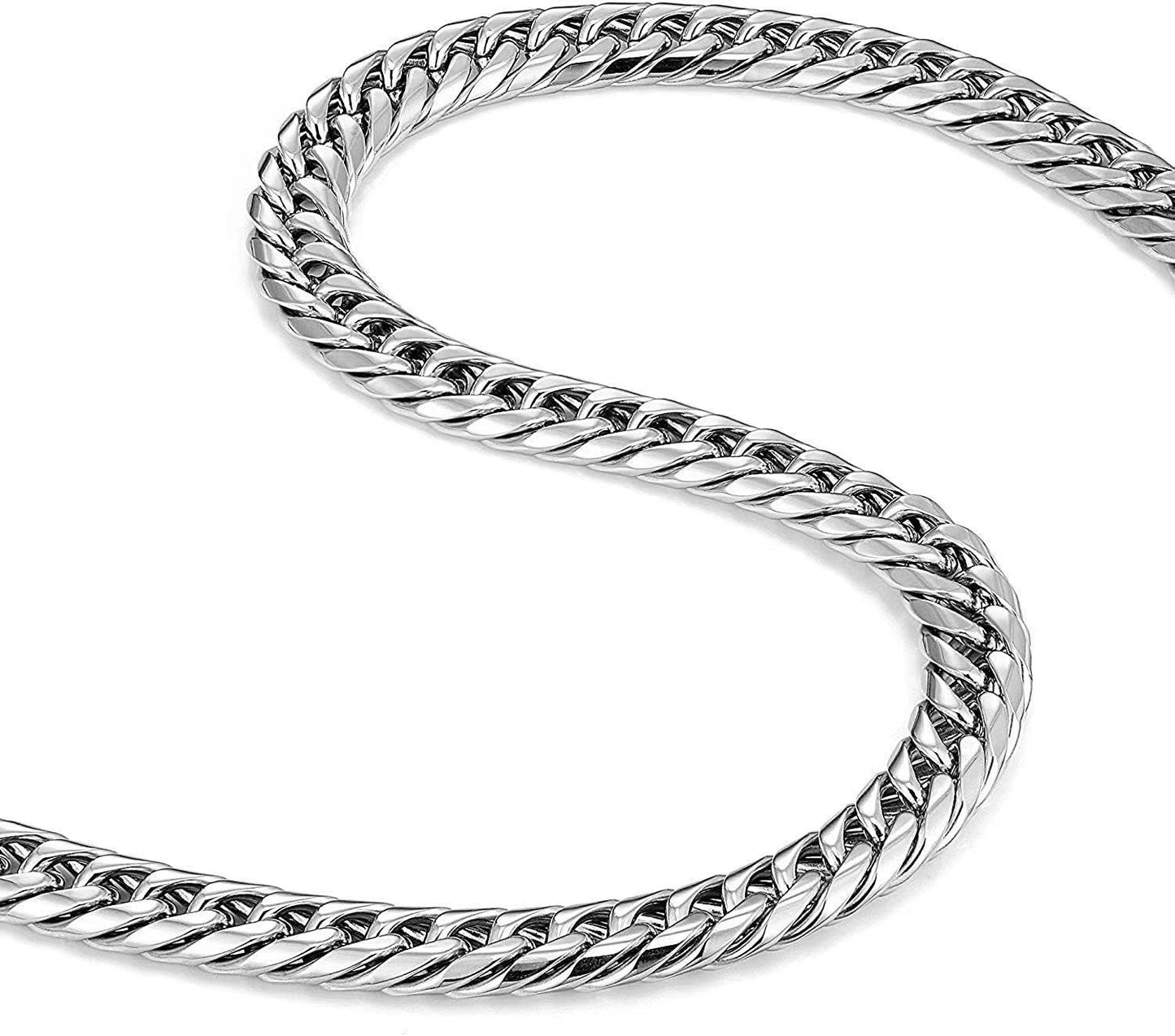 Unisex Hip-Hop Cuban Chain Necklace Stainless Steel Matte FinishTitanium Steel, Length18-24In ,S95