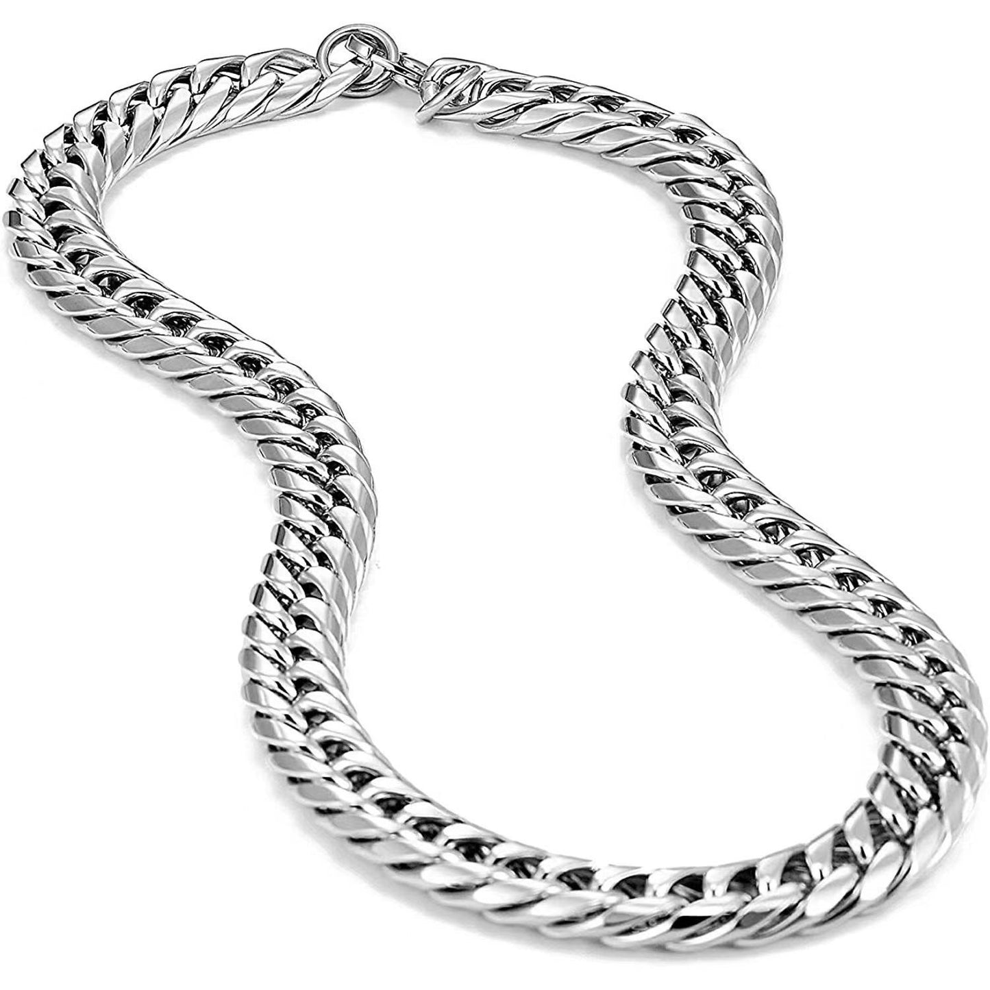 Unisex Hip-Hop Cuban Chain Necklace Stainless Steel Matte FinishTitanium Steel, Length18-24In ,S95