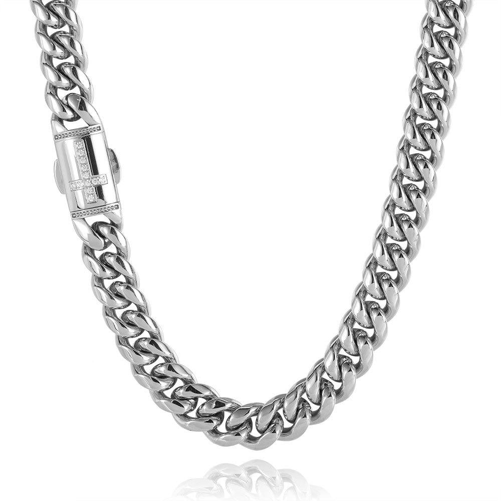 12mm Unisex Stainless Steel Cuban Chain Length 16-30" Two Colors -D120