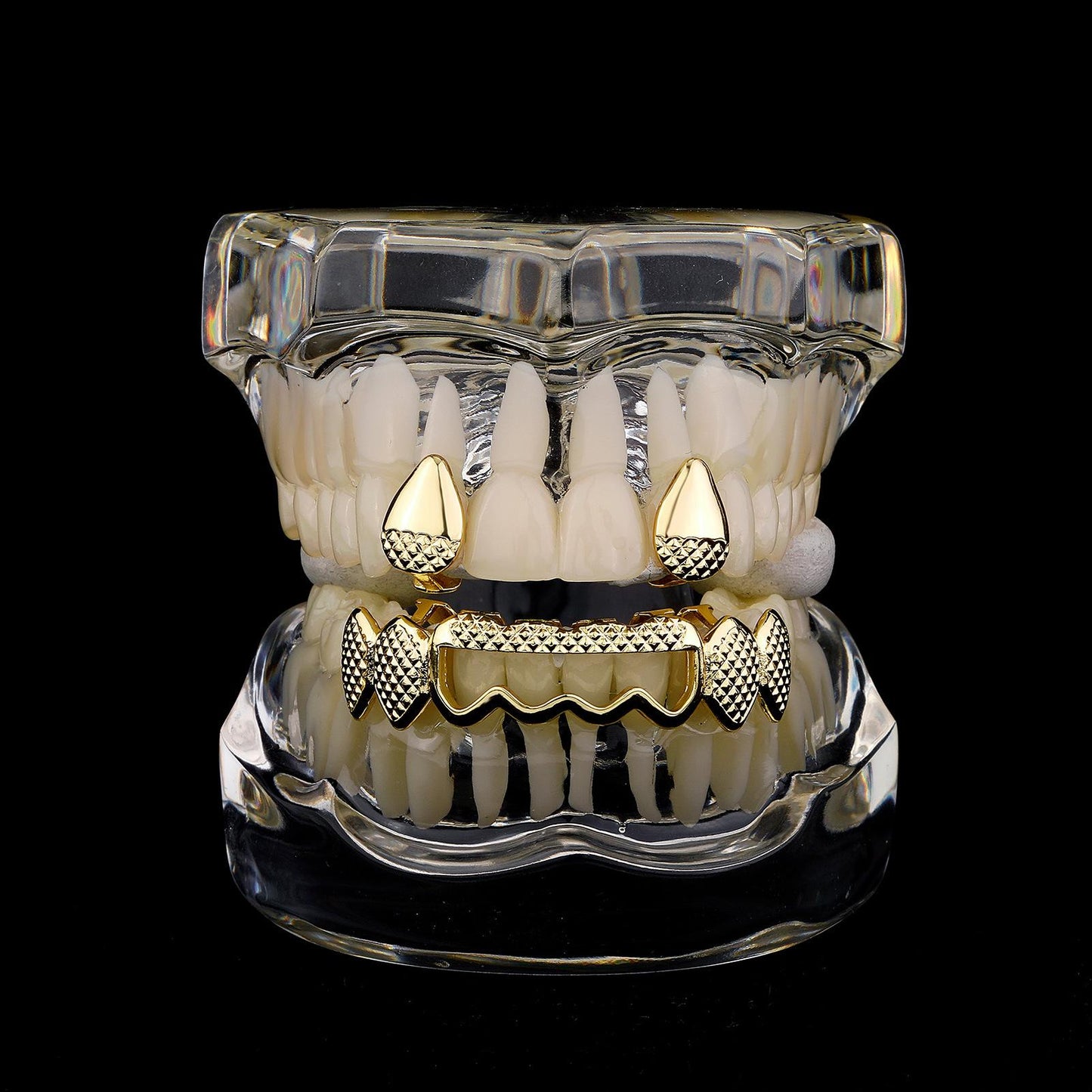 Men's Hollow Fangs Grillz Concave and Convex Grid Hip-Hop Grillz  – Fashion Accessories Grills - D689