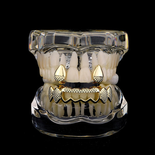 Men's Hollow Fangs Grillz Concave and Convex Grid Hip-Hop Grillz  – Fashion Accessories Grills - D689