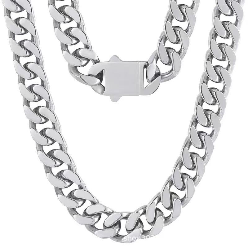 Unisex Chunky Miami Cuban Chain Necklace, 4.8-14mm Width, 18-30inch Length -D26