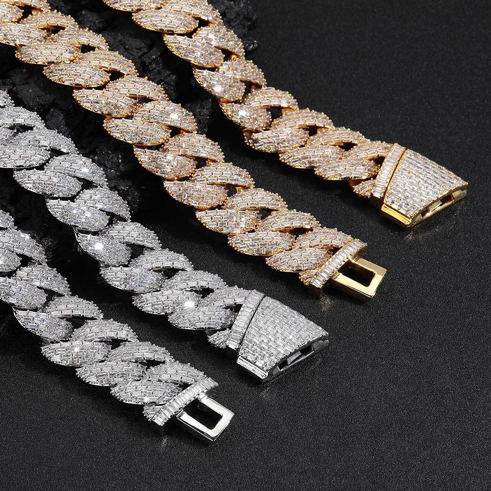 Luxury Hip-Hop 24mm T-Zircon Bubble Cuban Chain Necklace for Men - Full CZ-Studded Bracelet -  Y52