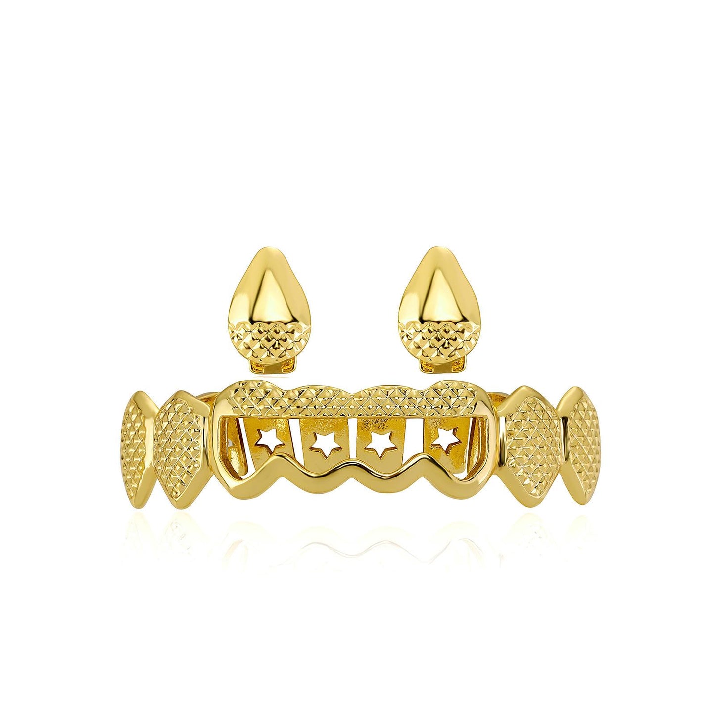 Men's Hollow Fangs Grillz Concave and Convex Grid Hip-Hop Grillz  – Fashion Accessories Grills - D689