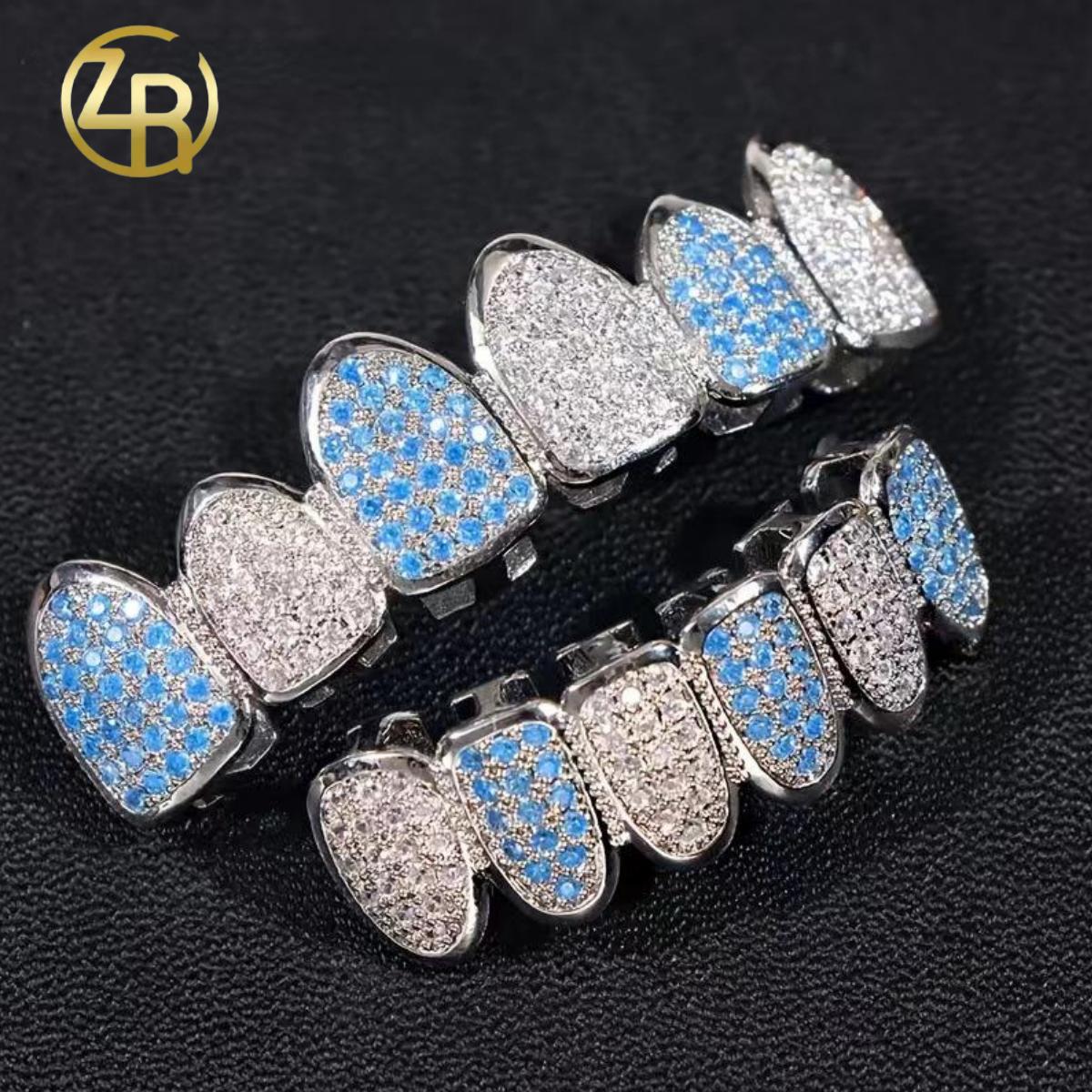 【ALL 4、6teeth  ZIRCON  GRILLZ IN HERE 02】Unisex Hiphop Accessories Grillz Cubic Zirconia Grills Comfortable