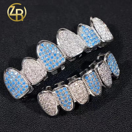 【ALL 4、6teeth  ZIRCON  GRILLZ IN HERE 02】Unisex Hiphop Accessories Grillz Cubic Zirconia Grills Comfortable