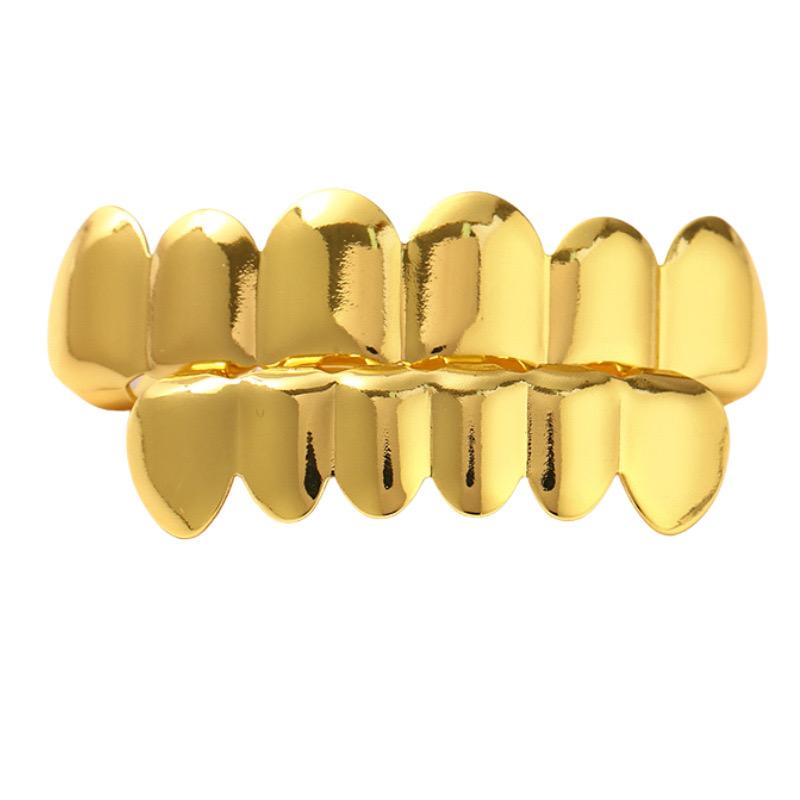 Unisex Silver-Tone Hip Hop Removeable Teeth Grillz Set (Top & Bottom) D338