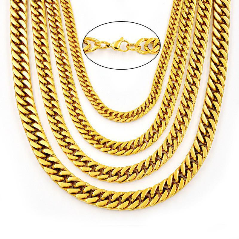 Men's Encrypted Cuban Titanium Steel Necklace, Width 3-5MM  Length 18-26 inches Q1072