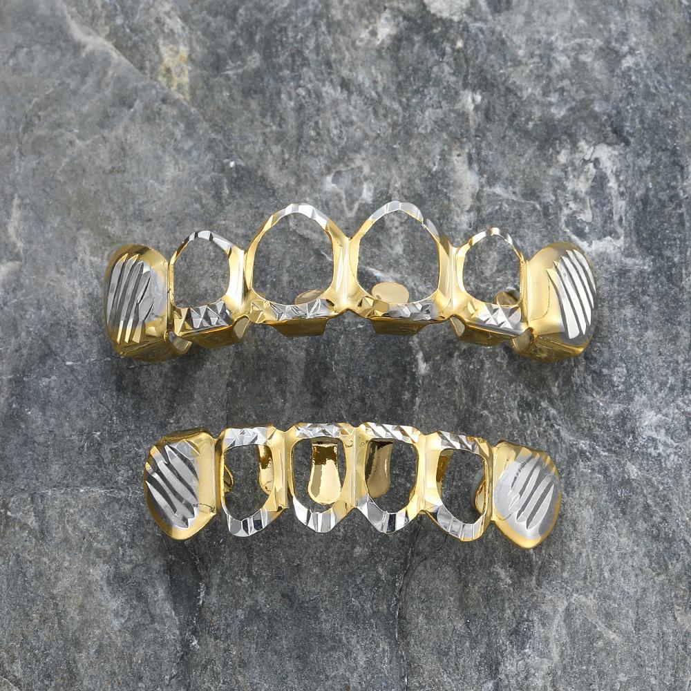 Men's hollow hip-hop copper grill, street rap super cool false teeth.  X478.