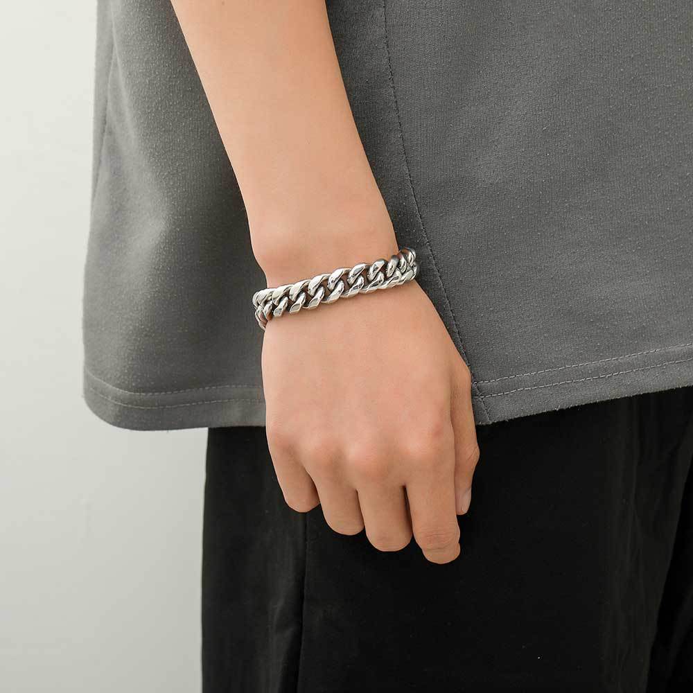 Men's Hip-Hop Cuban Titanium Steel Bracelet Width 6-18MM Length 7-9inch .Q936