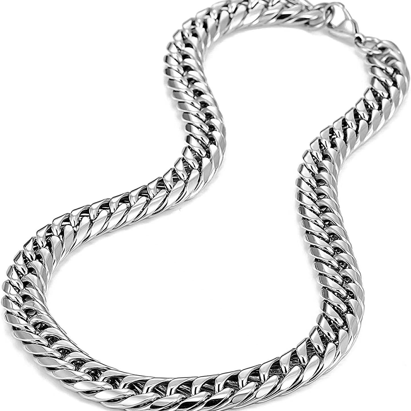 Unisex Hip-Hop Cuban Chain Necklace Stainless Steel Matte FinishTitanium Steel, Length18-24In ,S95