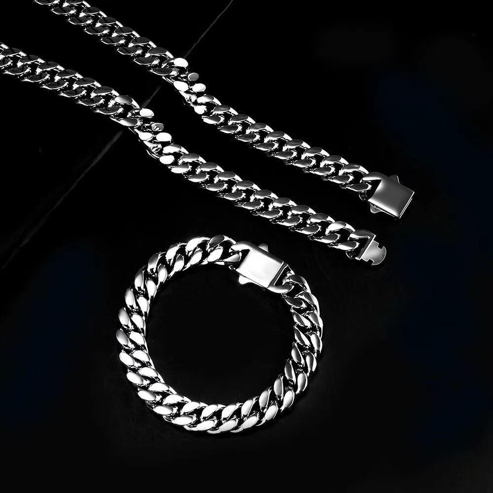 Unisex Chunky Miami Cuban Chain Necklace, 4.8-14mm Width, 18-30inch Length -D26