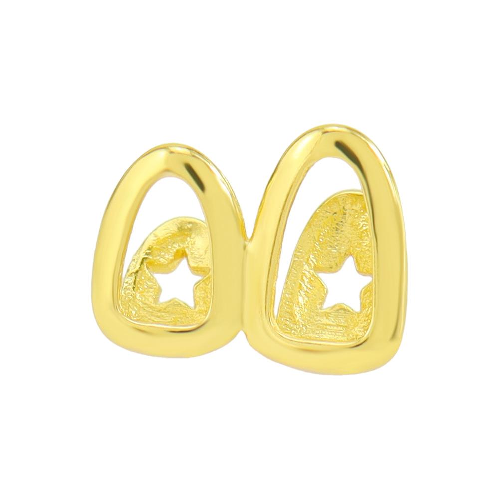 Unisex Hip-hop Pentagram Tooth Cap Double Hollow Teeth Copper Grillz W784