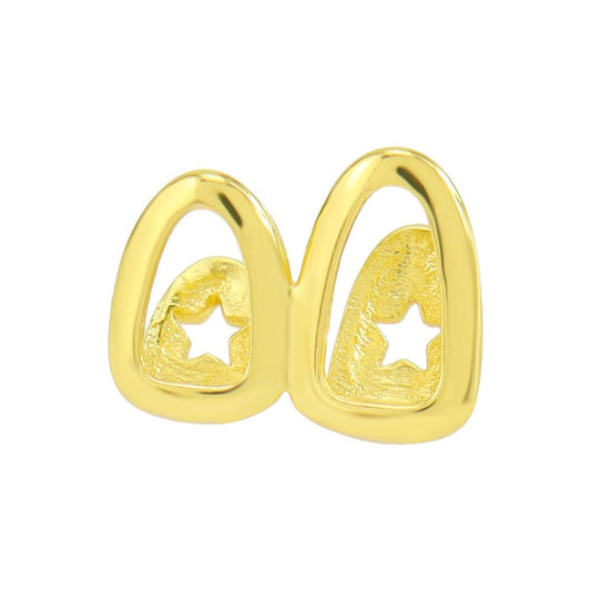 Unisex Hip-hop Pentagram Tooth Cap Double Hollow Teeth Copper Grillz W784