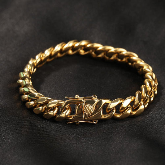 Men's Electroplated Cuban Link Bracelet 8-14mm width -D259