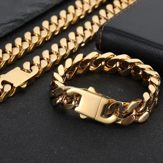 Men's Four-Sided Grinding Cuban Chain Bracelet 7-9" Two Colors - A Perfect Gifts For Lovers, Friends, Boyfriends, Girlfriends, Wife, Husband, Thanksgiving, Independence Day, Holloween, Black Friday, Chrisatmas and New Year D83
