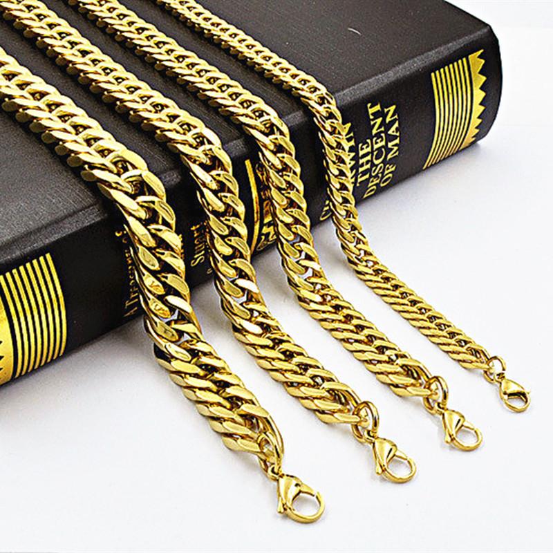 Men's Encrypted Cuban Titanium Steel Necklace, Width 3-5MM  Length 18-26 inches Q1072