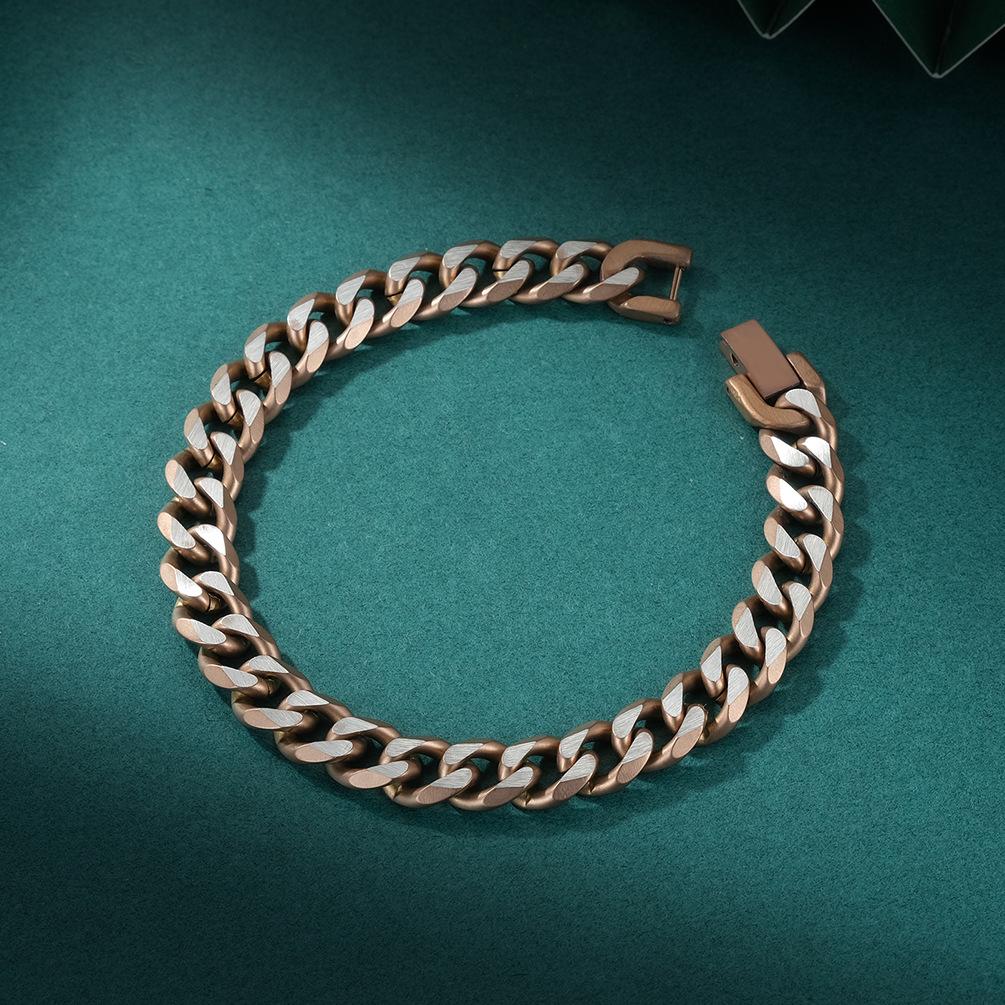 Unisex Cuban Chain Six-Sided Polished Bracelet - Hip-Hop Street Style Men's Titanium Steel Chain, 8.7 Inches  W842