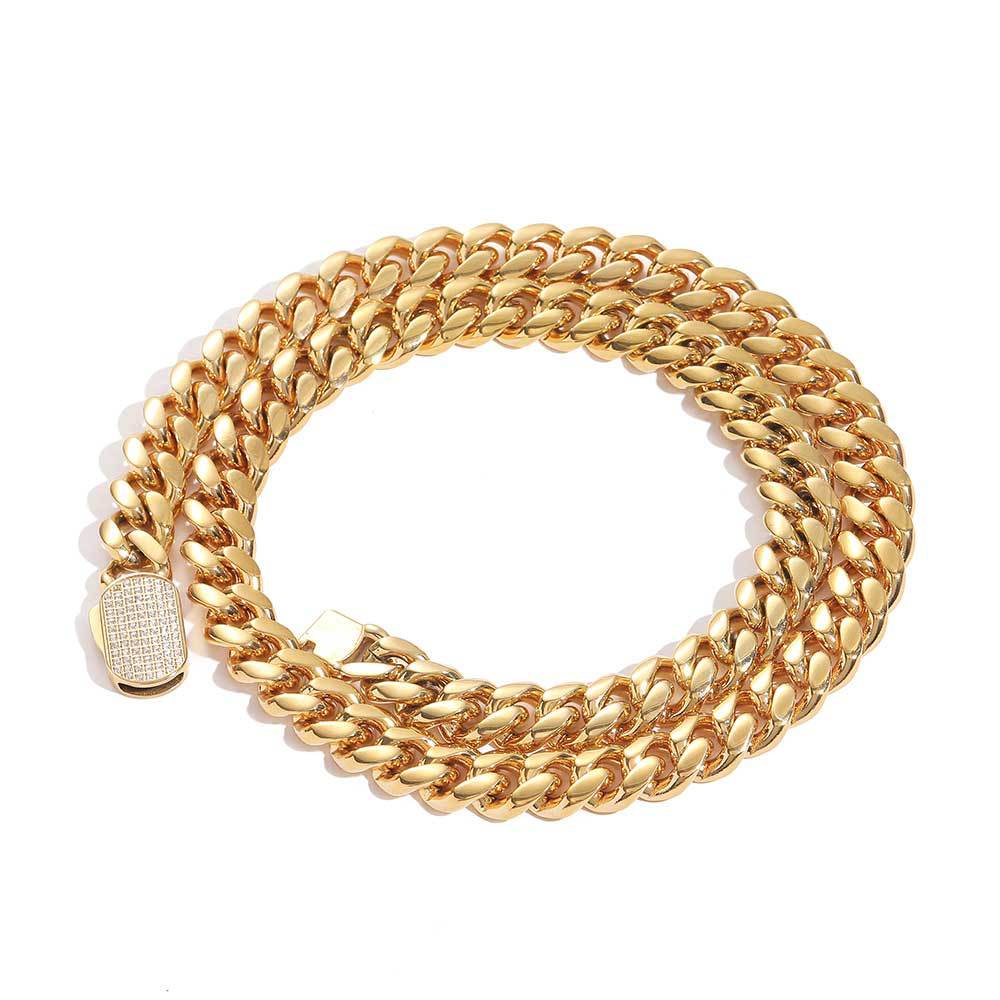 Unisex Hip-Hop Titanium Steel Cuban Chain Necklace, width 6mm-12mm, length 16"-30" D152