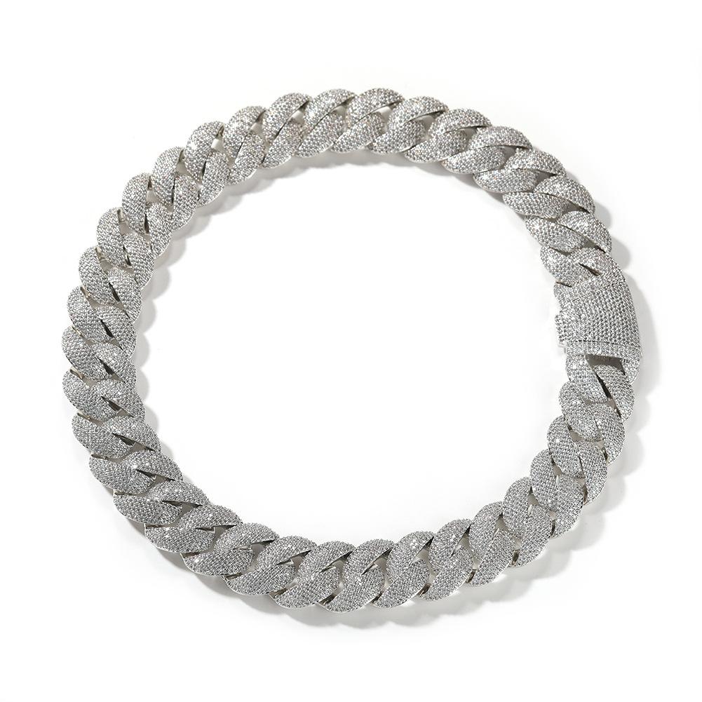 Unisex Hip-Hop Cuban Link Bracelet Necklace – 24mm Copper with Zirconia Stones, Available in 7-24 Inches, Y47