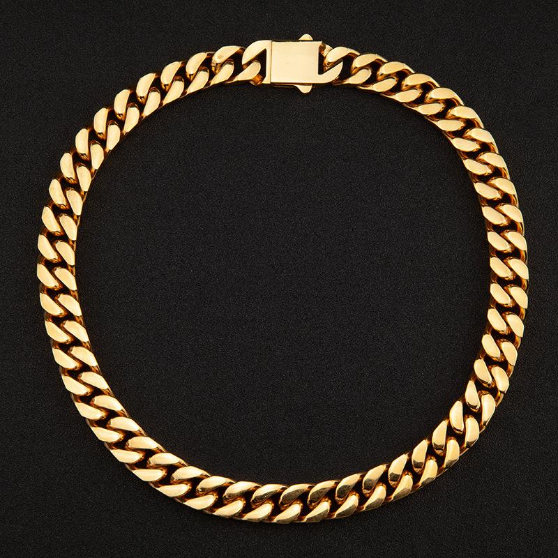 Men's Titanium Steel Quad-Grind Cuban Chain Necklace - D490