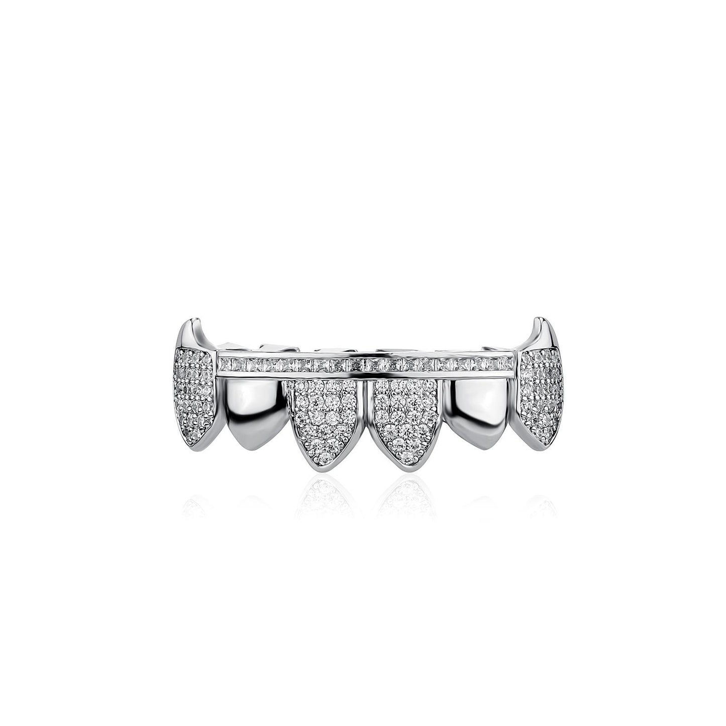 Zirconia Fang Teeth Grillz – Unisex, Perfect for Rappers, Hip-Hop, Street Style & Halloween Z02