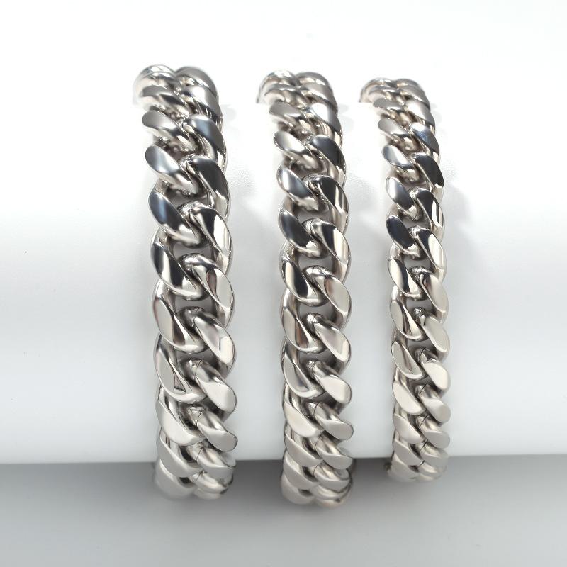 Men's Electroplated Cuban Link Bracelet 8-14mm width -D259