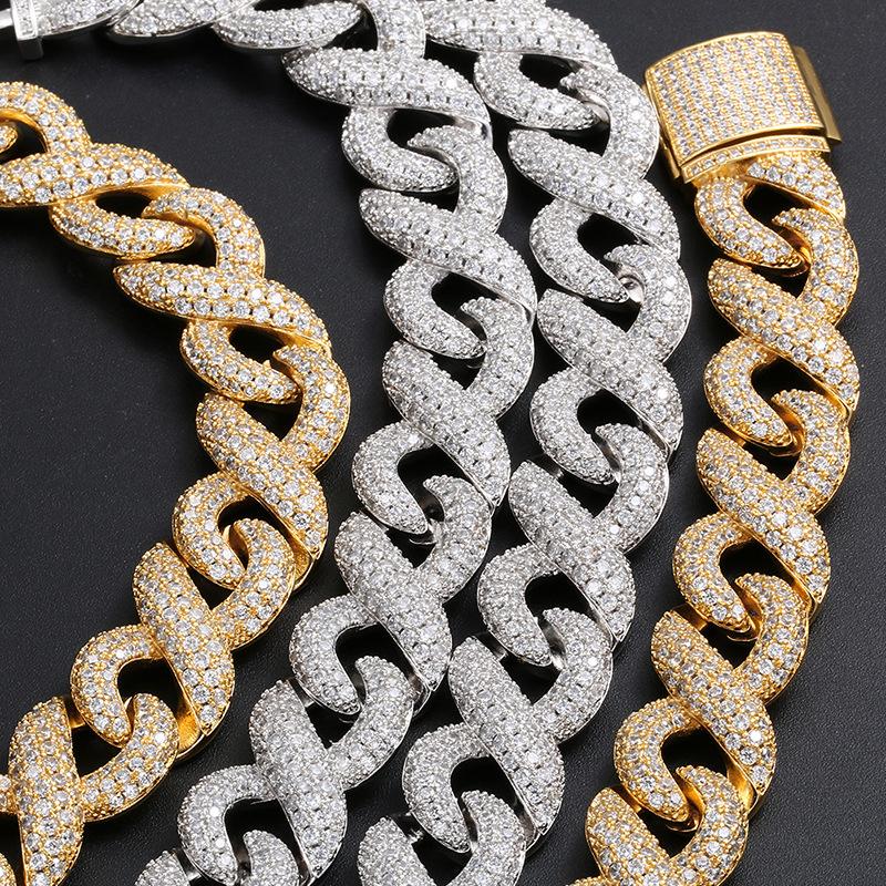 's 16MM  moissanite Cuban link hip hop necklace. S925 sterling silver, 8-24 inches.ZR04