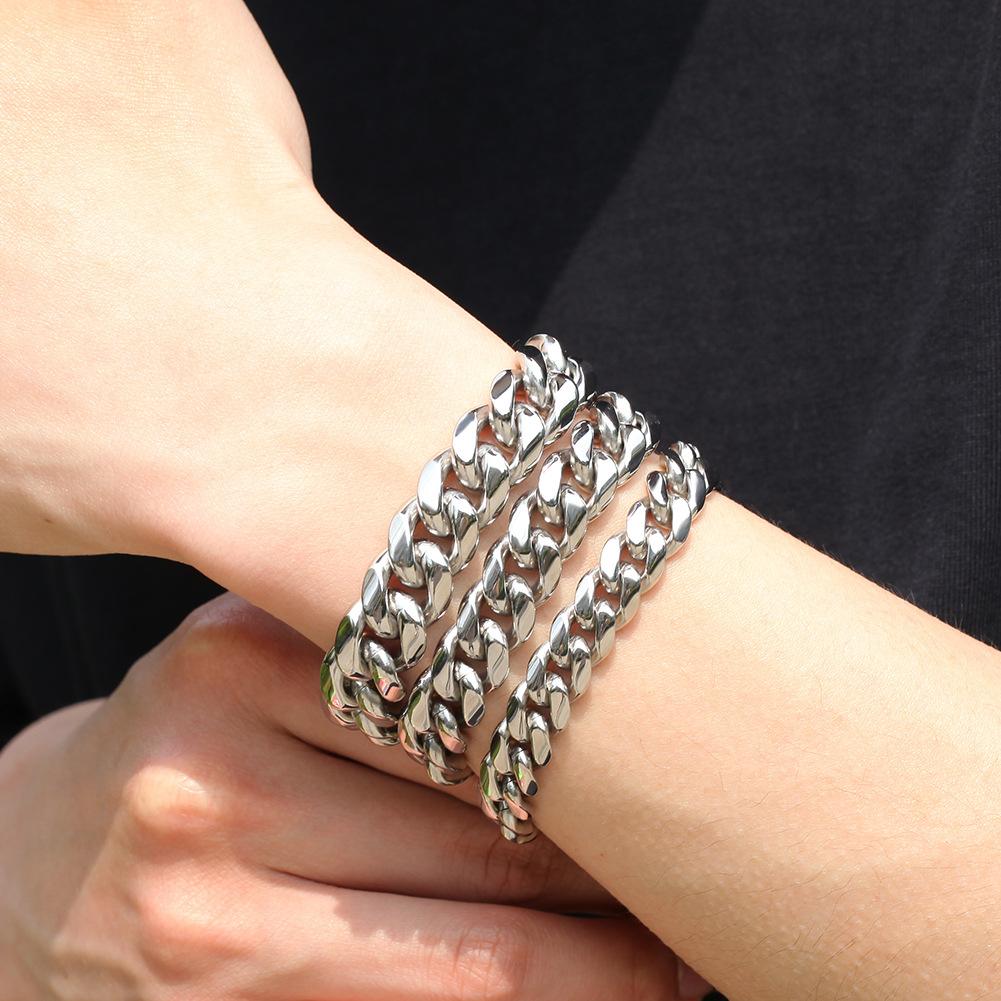 Men's Electroplated Cuban Link Bracelet 8-14mm width -D259