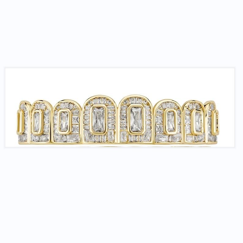 ZR RILLZ Hip-Hop Grillz, featuring shiny 5A baguette and princess-cut cubic zirconia.Y6