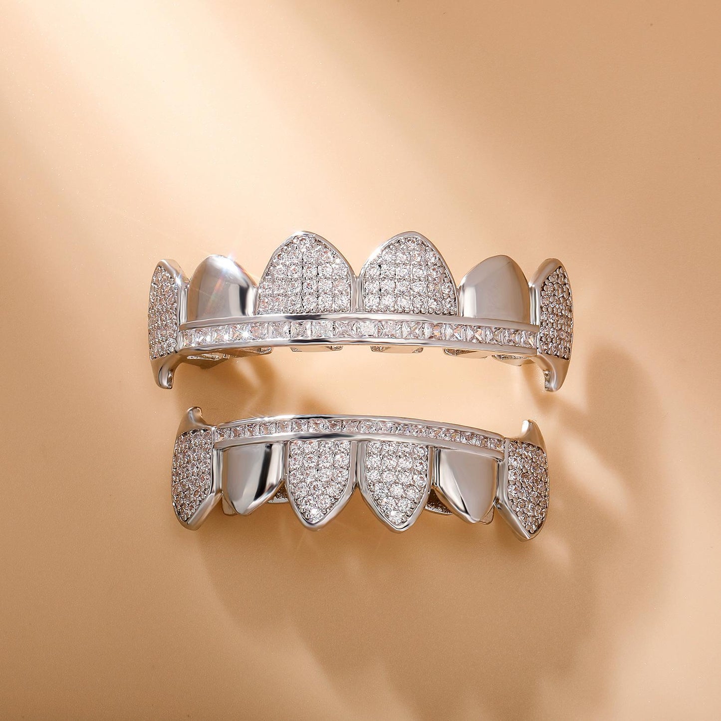 ZR Grillz hip-hop zirconia vampire Halloween accessory, comfortable for men and women to wear, ideal for street rappers.  Y25
