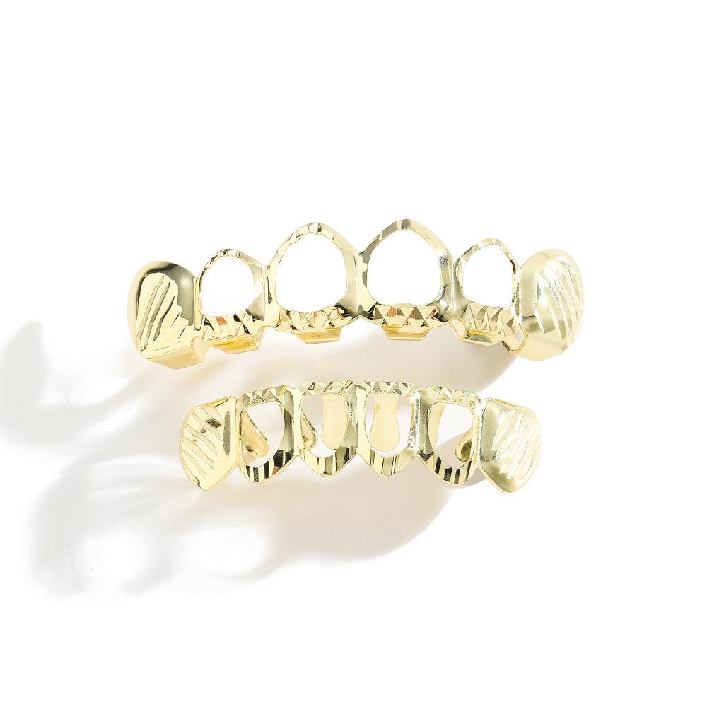 Men's hollow hip-hop copper grill, street rap super cool false teeth.  X478.