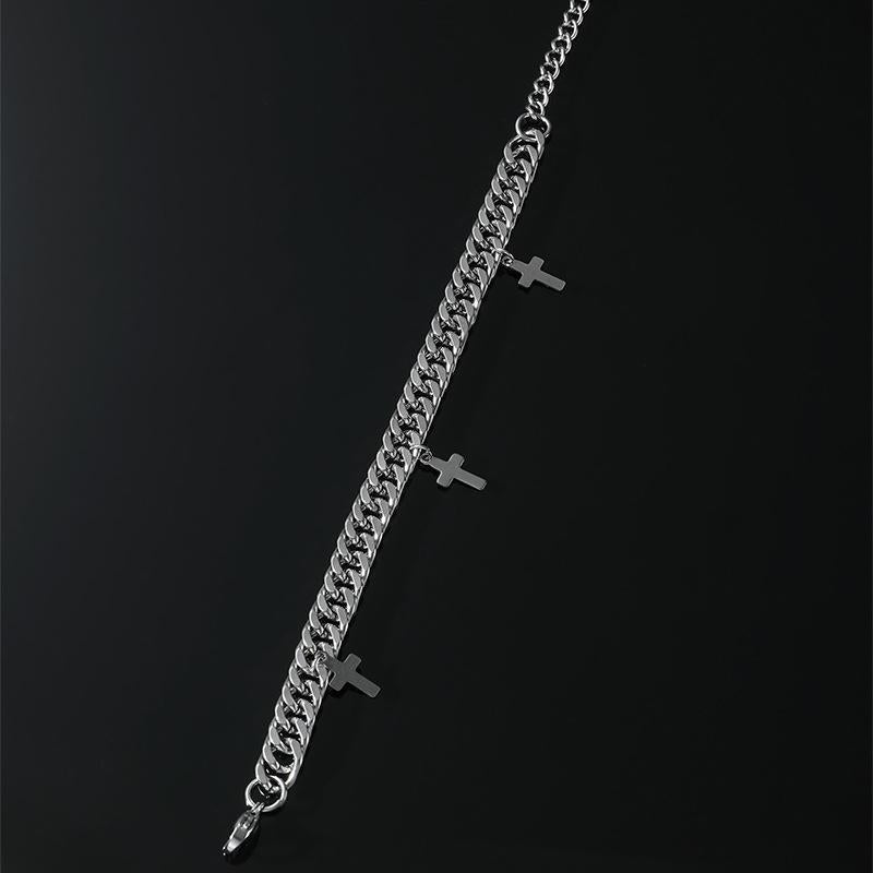 Unisex Cuban Link Cross Necklace - Hip-hop Men's Cross Pendant  Non-fading Titanium Steel Necklace,9-24 Inches W1094