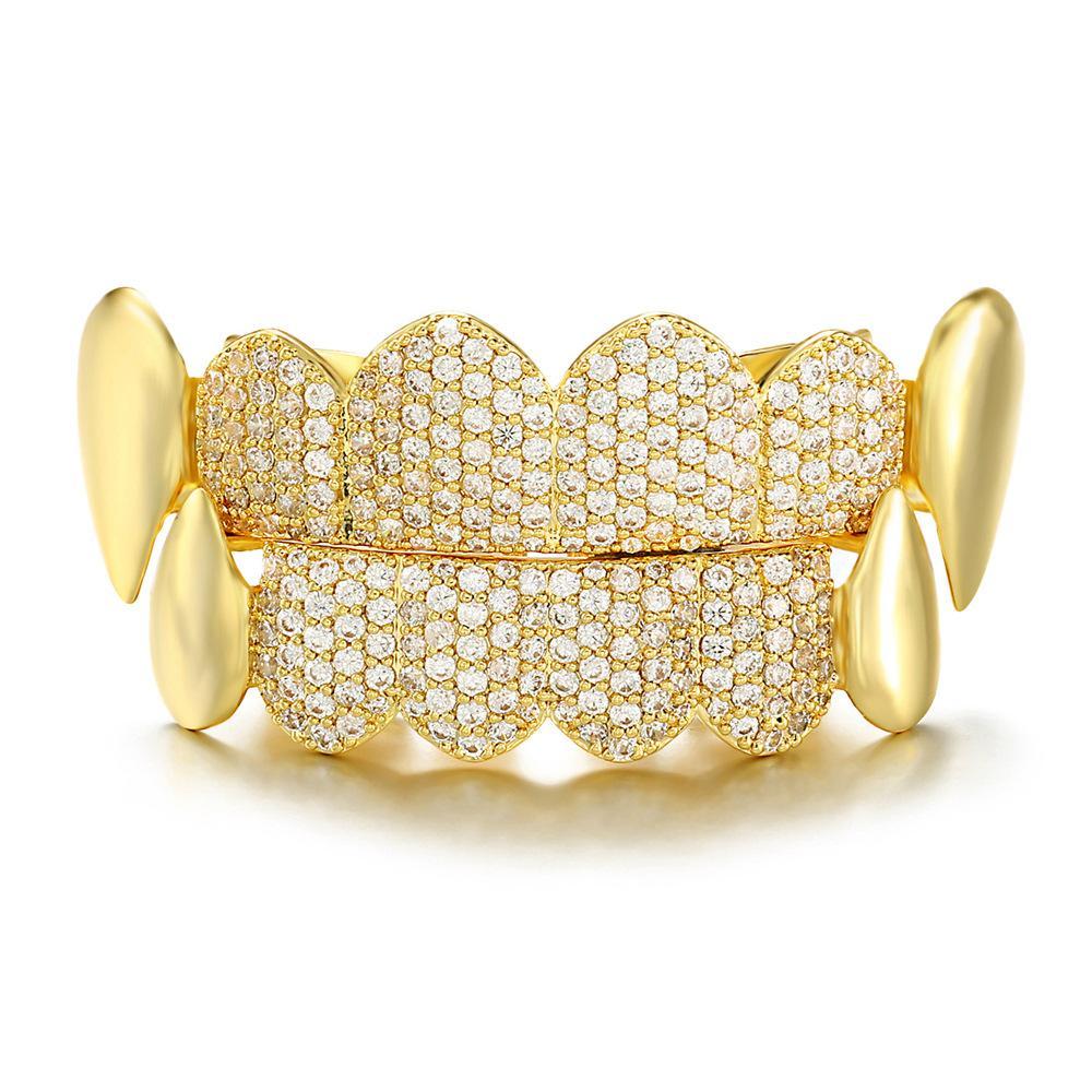 【ALL 4、6teeth  ZIRCON  GRILLZ IN HERE 02】Unisex Hiphop Accessories Grillz Cubic Zirconia Grills Comfortable