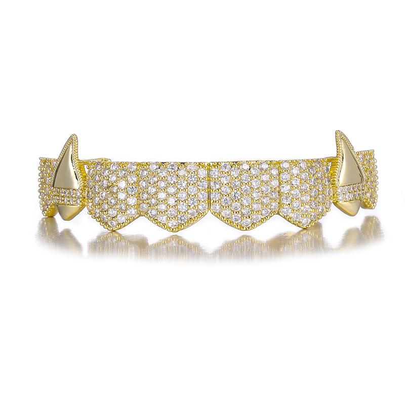 Unisex Cubic Zirconia Sharp Vampire 8 Teeth Comfortable Grillz Hiphop Accessories Grills  K270