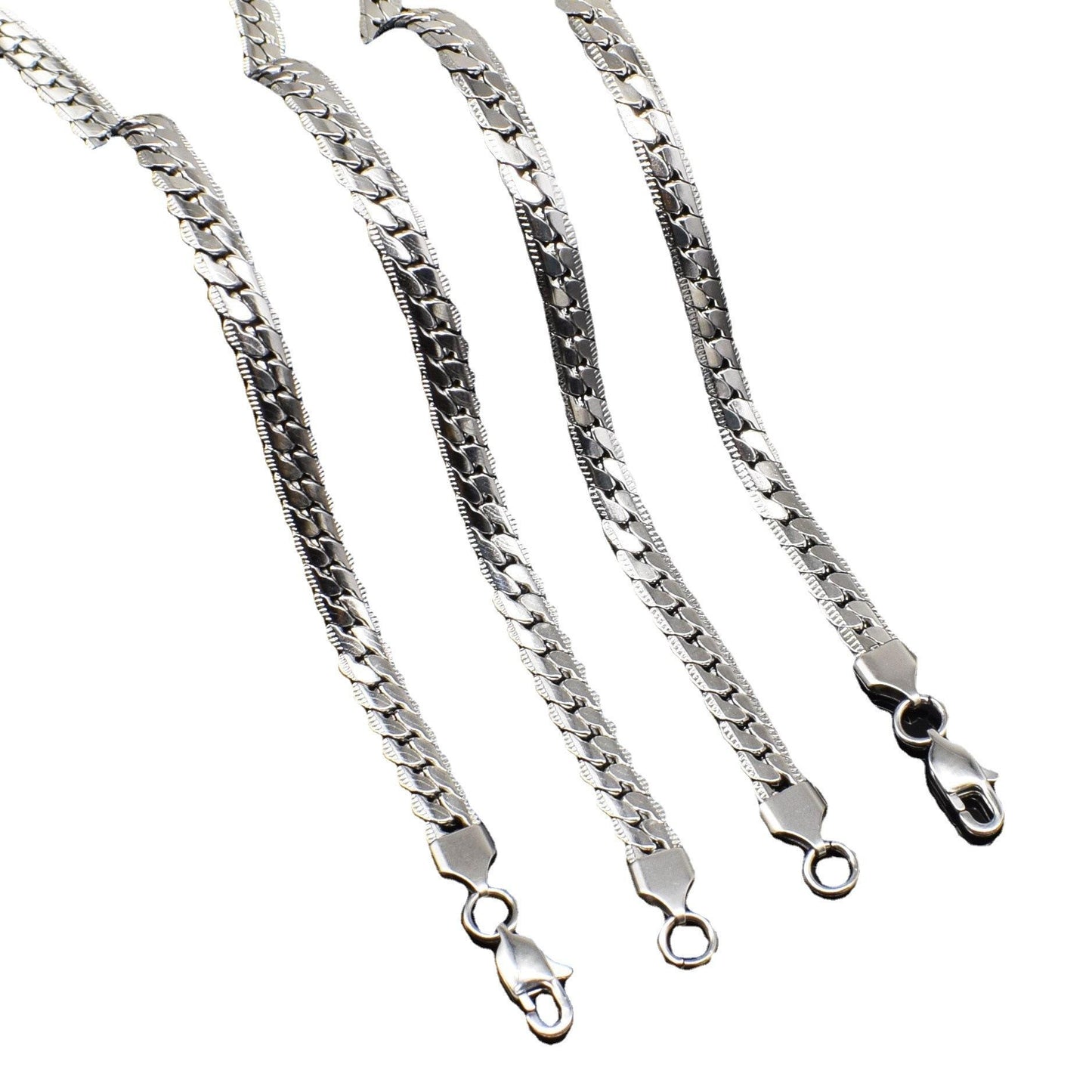 Titanium steel Cuban chain necklace, flat dense embossed NK chain, plain titanium steel chain,  X296